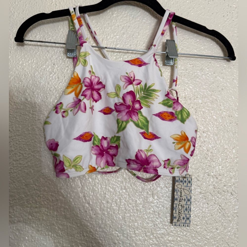 Frankies Bikinis Marley floral halter tropical bouquet bikini top NWT sizeMedium